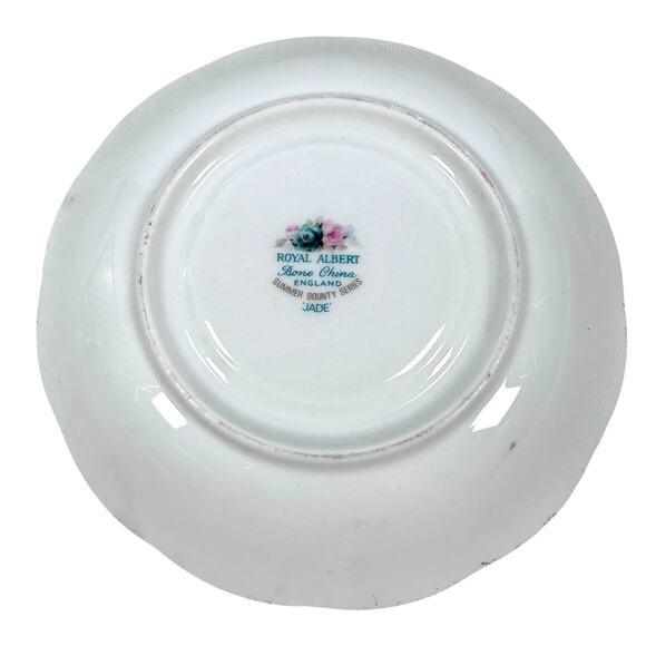 Royal Albert Summer Bounty Series Jade Cup & Saucer Set White Bone China England - Picture 9 of 12
